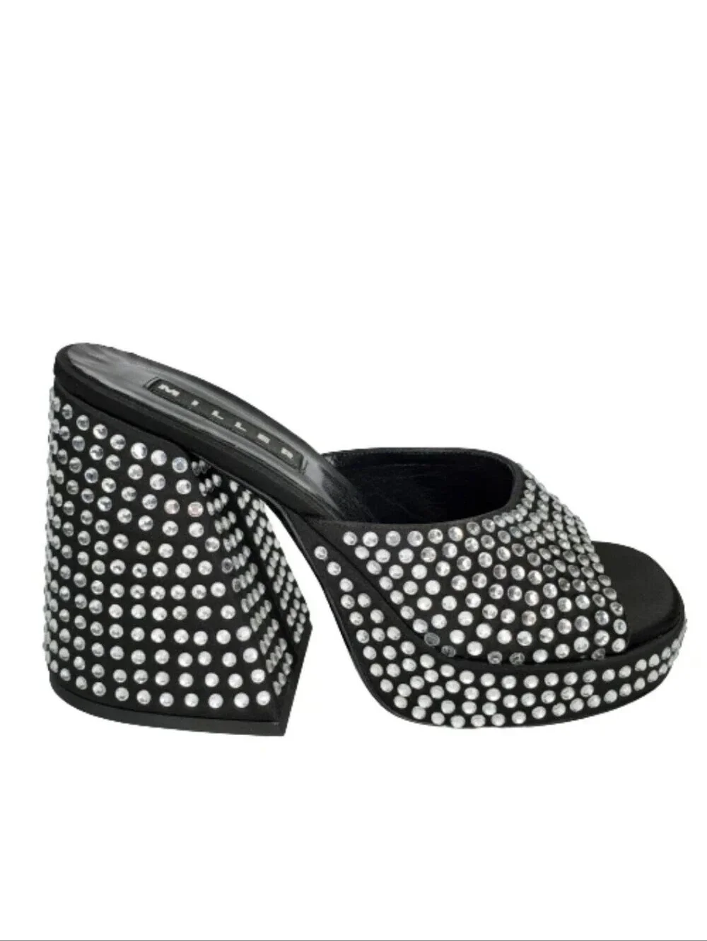 Simon Miller Black Crystal Embellished Slice Heeled Platform Sandals